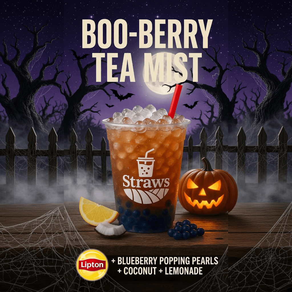 Boo-Berry Tea Mist limited-time drink at Straws Soda in Batesville, AR